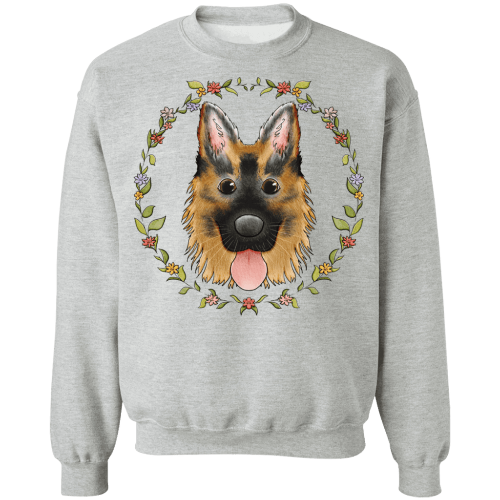 Floral Heart Wreath German Shepherd Sweatshirt - We Love Doggos
