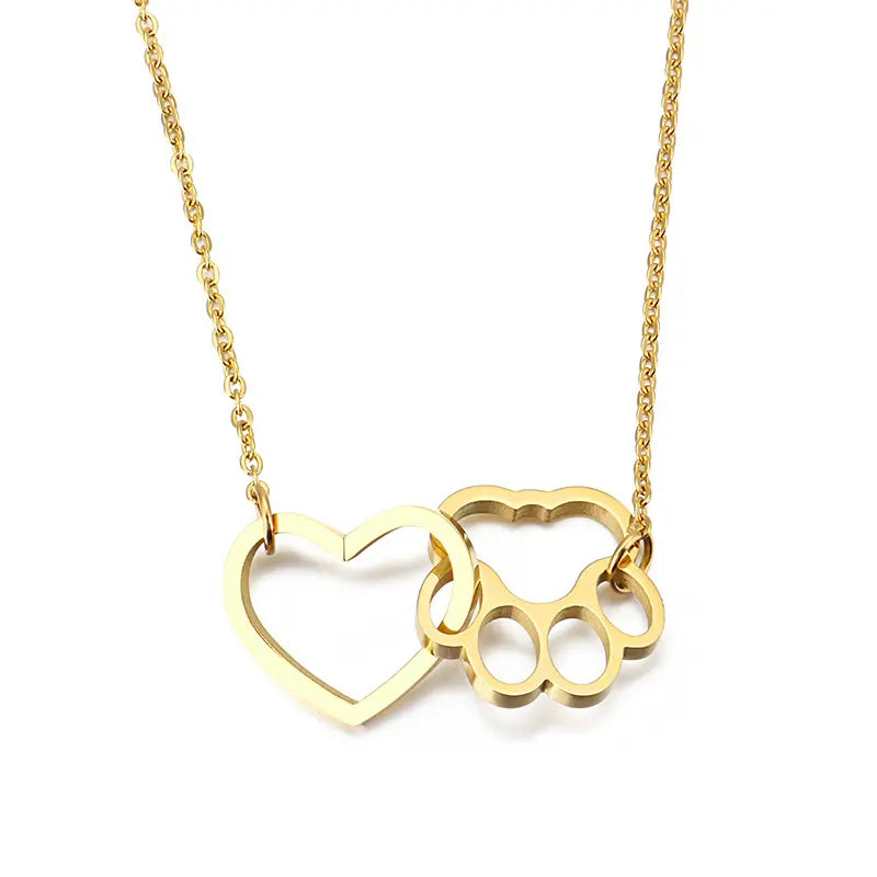 Heart Paw Linked Necklace