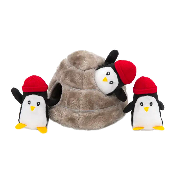 Winter Penguin Cave Doggo Chew Toy Set
