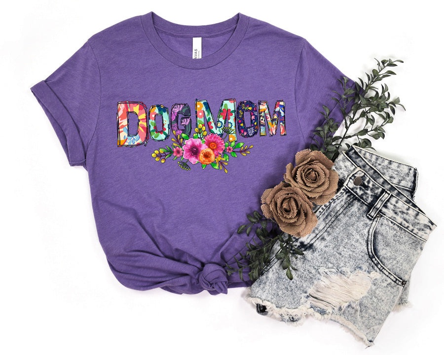 Colorful Flowery Dog Mom Premium T-Shirt